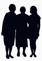 Silhouettes of granddaughters and grandmother hugging, the concept of a warm meeting, family, love, unity, isolated vector