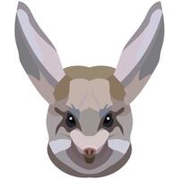 Jerboa face. An illustration of a muzzle of a rodent is depicted. Bright portrait on a white background. Vector graphics. animal logo