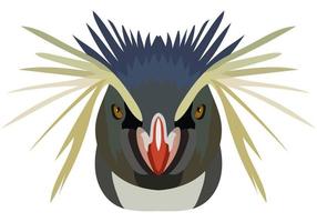 Royal penguin face. An illustration of the muzzle of a beautiful bird is depicted. Bright portrait on a white background. Vector graphics. feathered logo