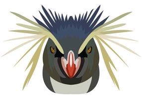 Royal penguin face. An illustration of the muzzle of a beautiful bird is depicted. Bright portrait on a white background. Vector graphics. feathered logo