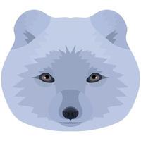 Arctic Fox. An illustration of the muzzle is depicted. Bright portrait on a white background. Vector graphics. animal logo.
