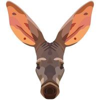 aardvark face. An illustration of the muzzle of an aardvark is depicted. Bright portrait on a white background. Vector graphics. animal logo.