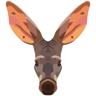 aardvark face. An illustration of the muzzle of an aardvark is depicted. Bright portrait on a white background. Vector graphics. animal logo.