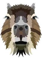 The face of a capybara. An illustration of the muzzle of a large rodent is depicted. Bright portrait on a white background. Vector graphics. animal logo.