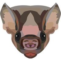 Bat face. An illustration of the muzzle of a winged mouse is depicted. Bright portrait on a white background. Vector graphics. animal logo.