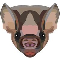 Bat face. An illustration of the muzzle of a winged mouse is depicted. Bright portrait on a white background. Vector graphics. animal logo.