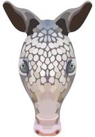 Armadillo face. Shown is an illustration of the snout of Cingulata. Bright portrait on a white background. Vector graphics. animal logo.