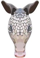 Armadillo face. Shown is an illustration of the snout of Cingulata. Bright portrait on a white background. Vector graphics. animal logo.