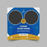 Best cleaning service social media post design template vector