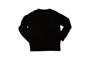 Blank empty sweatshirt black color mockup template front view on white background photo