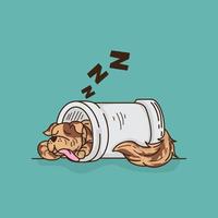 Illustration of a sleeping dog in a concrete pipe vector