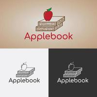 logo diseño con libro y manzana concepto vector