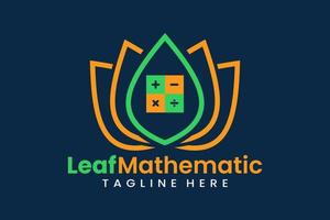 Flat leaf mathematics logo template vector design