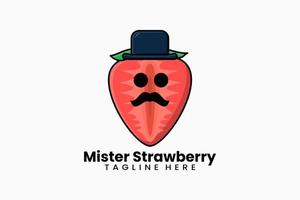 Flat modern template mister strawberry logo vector