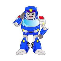 police robot character, vector, editable, suitable for comics, illustrations, coloring books, stickers, posters, websites, printing and others vector