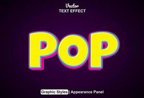 pop text effect with graphic style and editable. vector