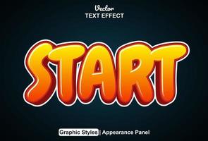 start text effect with graphic style and editable. vector