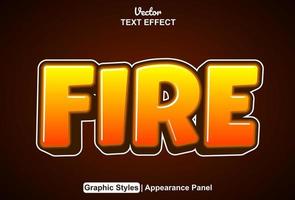 fire text effect with graphic style and editable vector