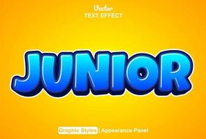 junior text effect with graphic style and editable. vector