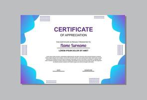 certificate template in blue and purple colors in abstract style. vector