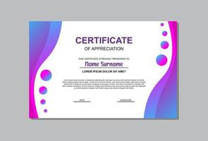 certificate template in blue and purple colors in abstract style. vector