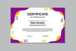 certificate template in orange and purple colors in abstract style. vector