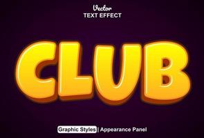 club text effect with graphic style and editable. vector