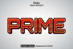 prime text effect with graphic style and editable. vector