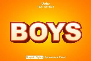 boys text effect with graphic style and editable. vector