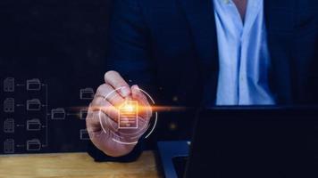 Document Management System DMS, Online documentation database and process automation to efficiently manage files, knowledge and documentation enterprise with ERP. Corporate business technology. photo