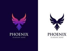 awesome fly phoenix gradient logo illustration two version vector