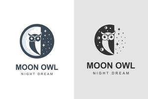 night Owl logo design with moon design concept and creative logo design vector