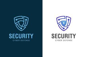 cyber defense shield logo for internet data security design concept. cyber internet online security logo vector