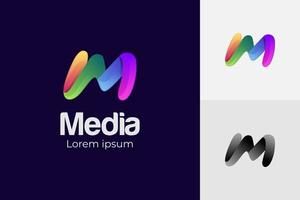 Abstract M letter colorful media logo design modern style Vector design template elements for your application or corporate identity