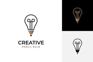 smart Creative idea pencil logo element with bulb lamp icon design symbol for inspiration, student study, education, creative design agency logo vector