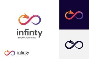 infinity launch rocket logo icon design, rocket launch logo template for business technology identity vector