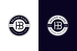 letter HB or BH initial monogram logo with emblem or badge design concept for identity business name vector