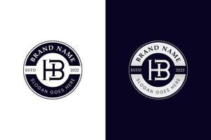 letter HB or BH initial monogram logo with emblem or badge design concept for identity business name vector