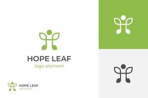 letter H with hope leaf people logo icon design, for healthy life logo illustration simple minimal linear style vector