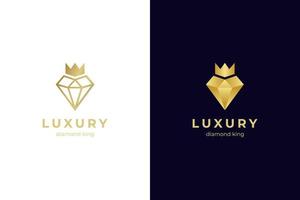 luxury diamond king with jewelry elegant logo icon design concept for jewelry shop business identity logo illustration with simple minimal linear style vector