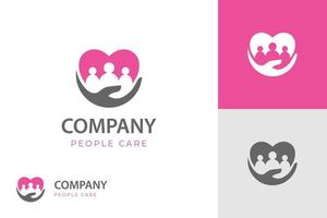 pepople love care hand logo icon design with heart love design concept for family care, community, Foundation logo and care about humanity logo vector