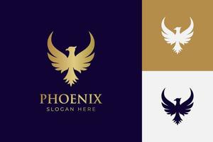 golden fly phoenix gradient logo illustration two version vector
