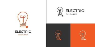 moderno logos de ligero bulbo tecnología creativo idea. vector lámpara eléctrico brillar logo diseño con enchufar o enchufe icono elemento