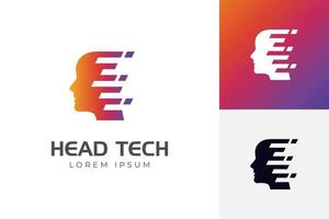 Human technology or human digital, head tech icon symbol, robot tech logo design for speed tech symbol vector