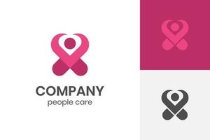 health Heart icon and people love care logo design for Charity and support vector concept, love and happy life vector