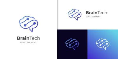 brain tech logo icon design with creative connect dot symbol. brain connection logo vector icon. digital brain. brain hub logo design