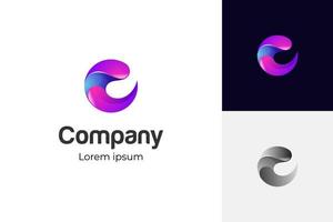 initial Letter abstract c with splash or wave logo element, for brand identity or tech logo design vector