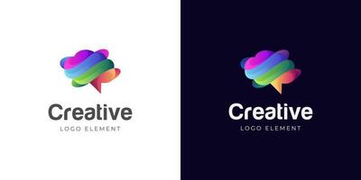 creative brain color logo. genius smart symbol design. abstract brain logo elements vector