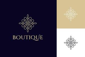 lujo y elegante flor logo icono diseño concepto, dorado floral mandala logo elemento para boutique, belleza o spa salón productos cosméticos marca logo modelo vector