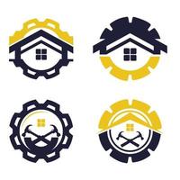 House repair logo set. Tools icon. Roof repair logo. Repairs house sign. Home improvement icon. vector